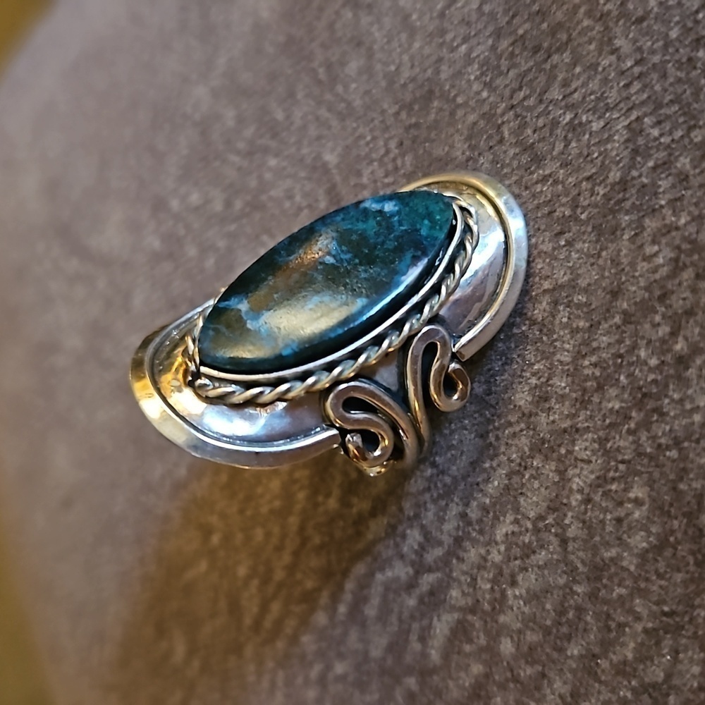 Peruvian Silver Castlecore Warrior Chrysocolla St… - image 2